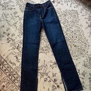 NWT Pilcro Ankle Slit Straight Leg Dark Wash Jeans